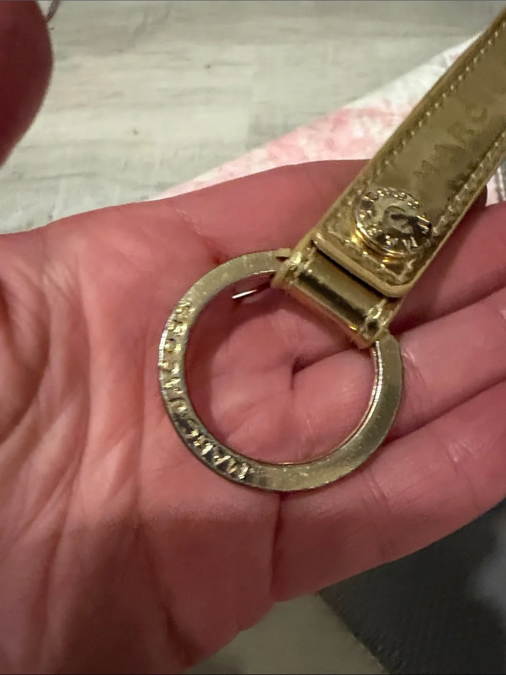 Marc Jacobs Metallic Gold Leather Key Ring Strap
